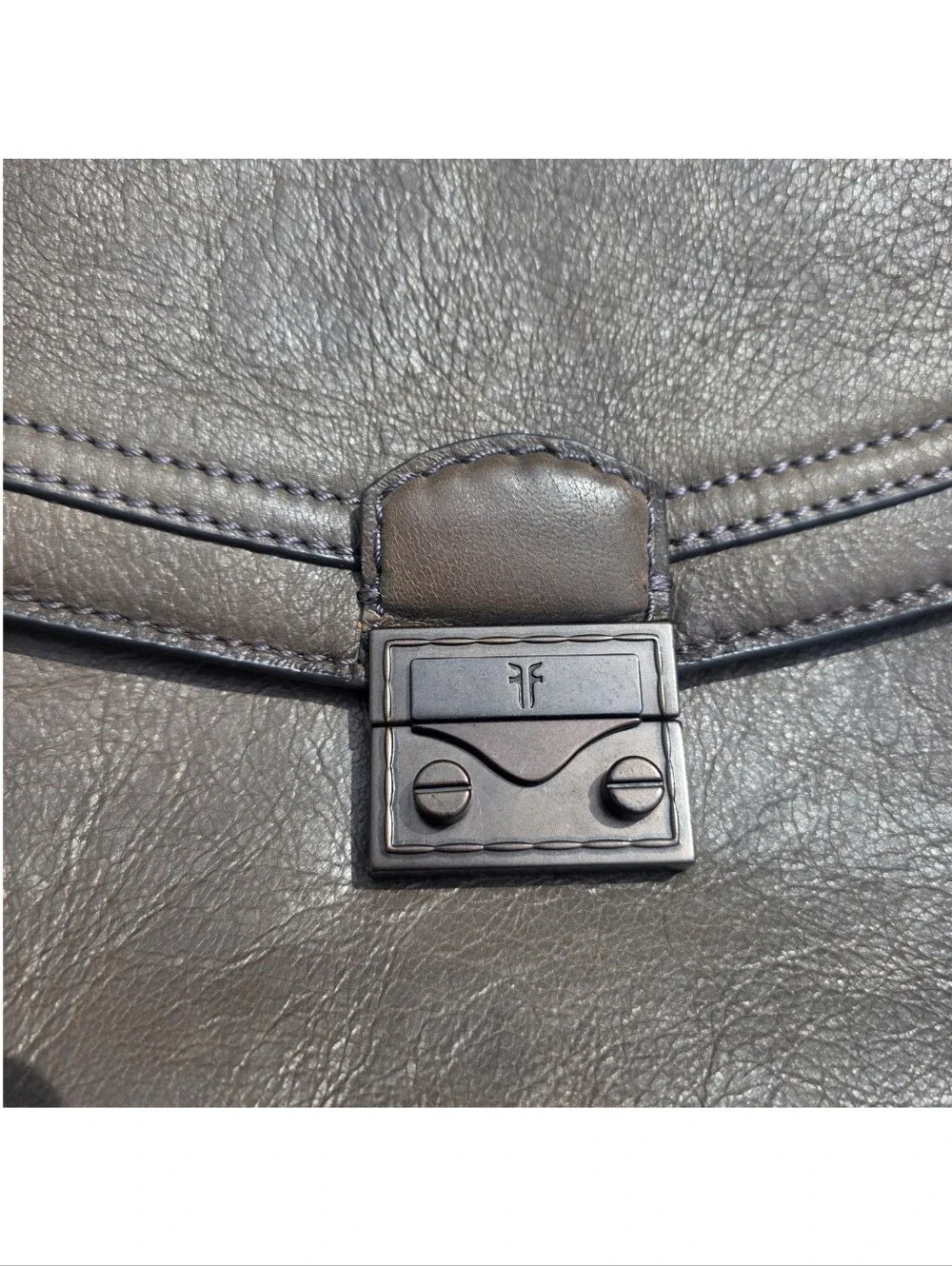 FRYE Alex Flap Shoulder Convertible Crossbody Bag Shadow Grey Leather Push Lock